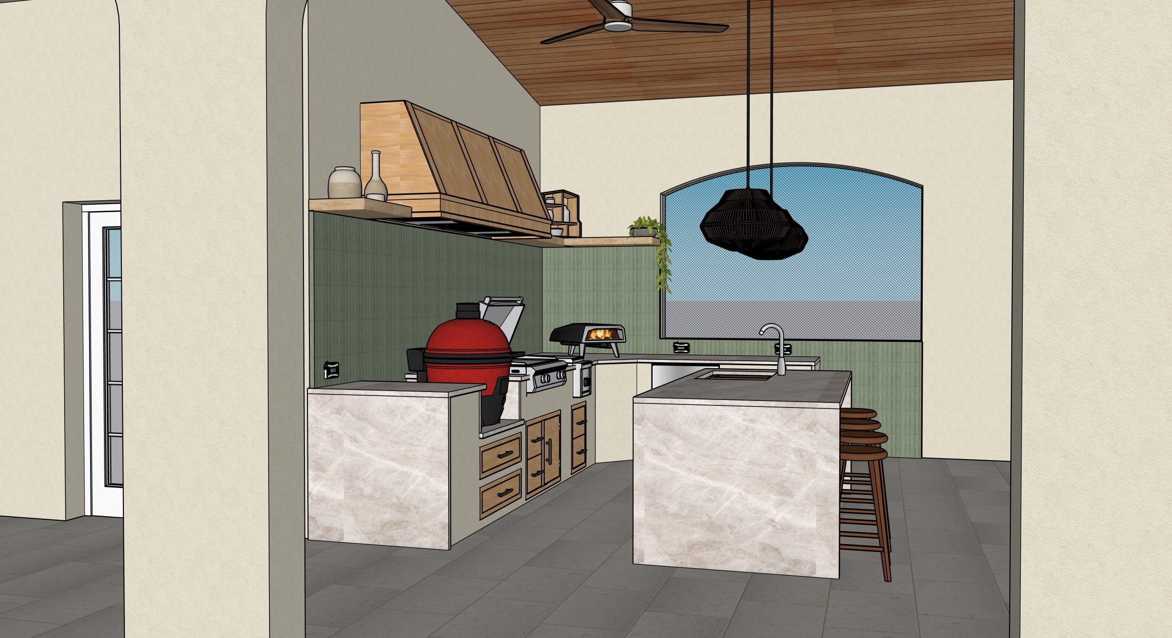 Modern Outdoor Kitchen — Galley Style